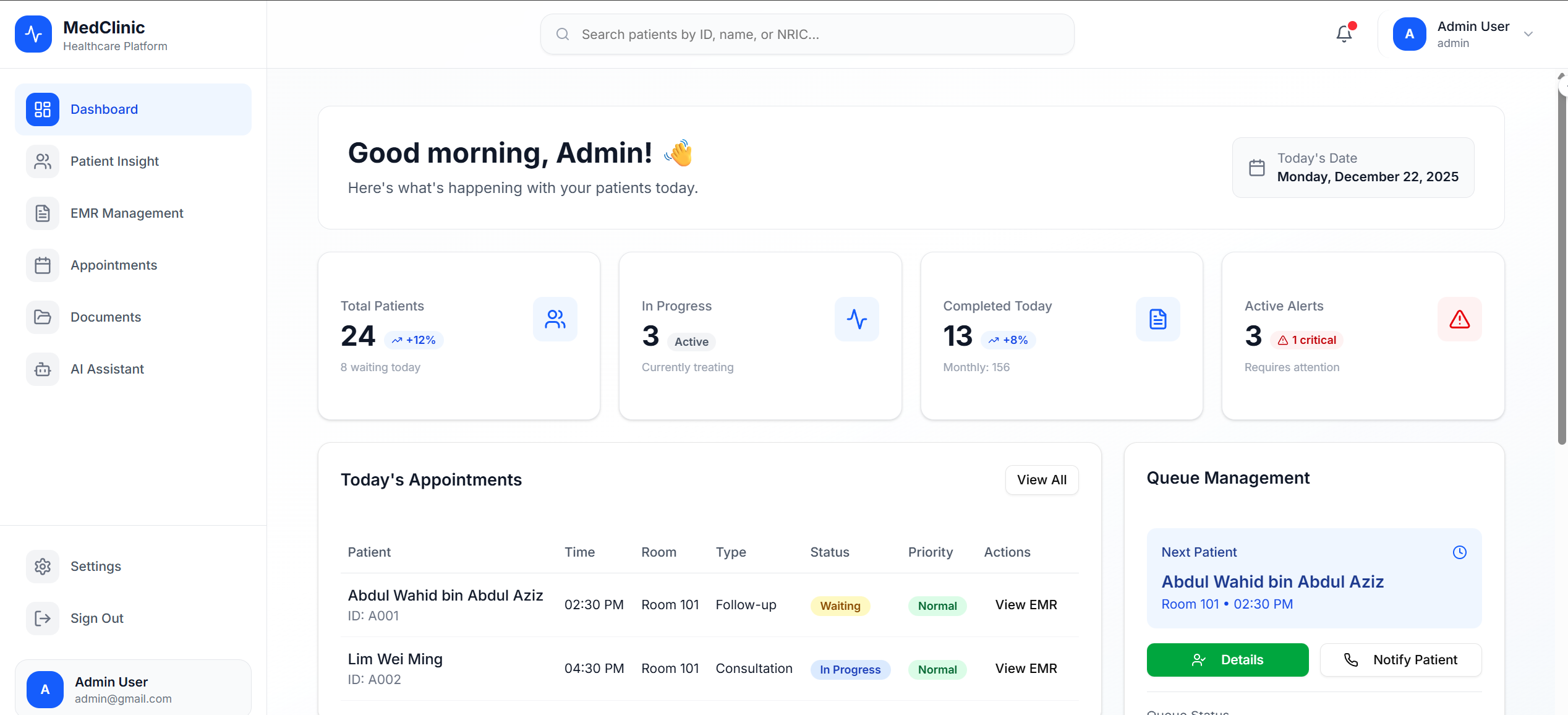 The Great AI Hackathon 2025 - Healthcare Management Platform screenshot 1