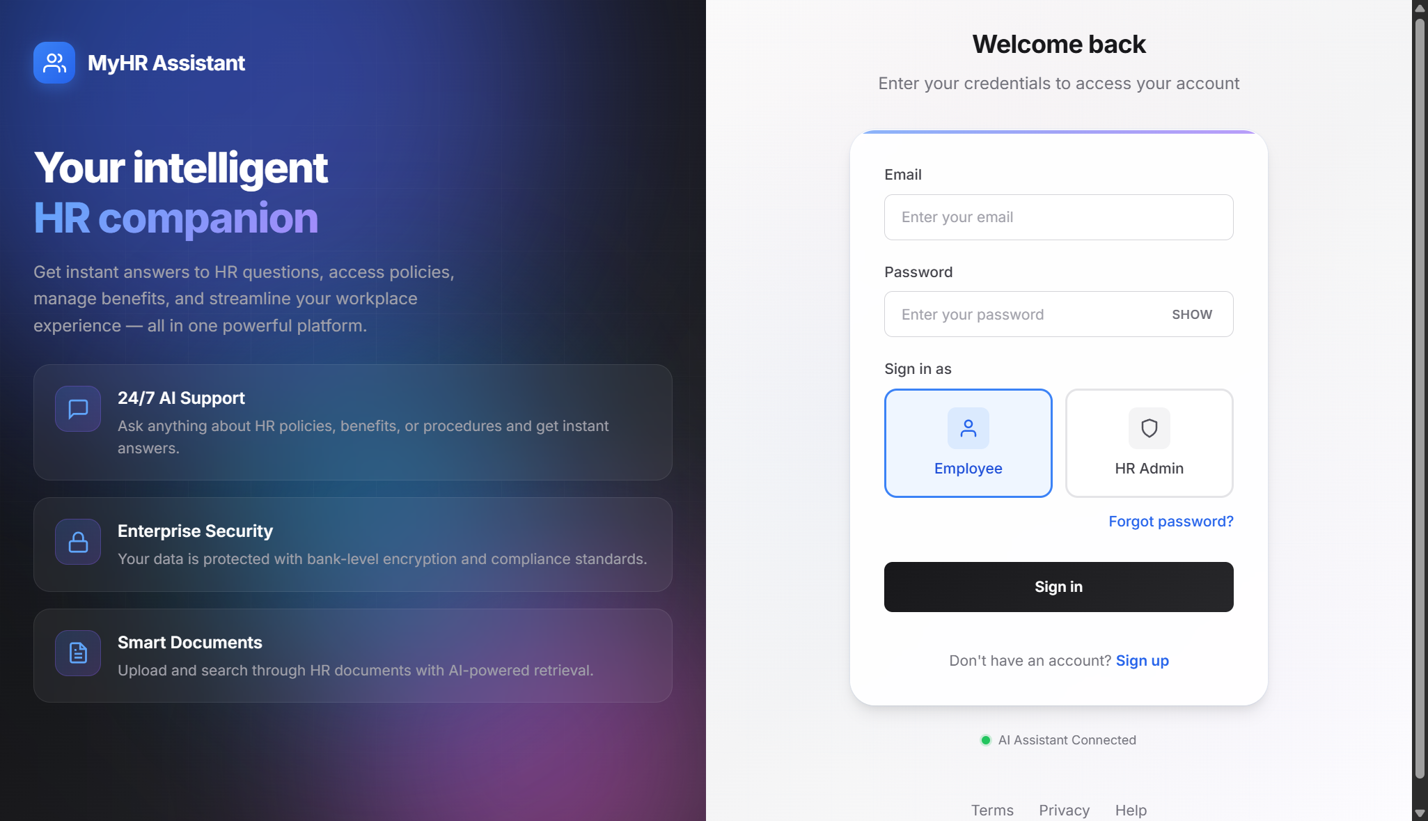 MyHR Assistant - AI-Powered HR Portal screenshot 1